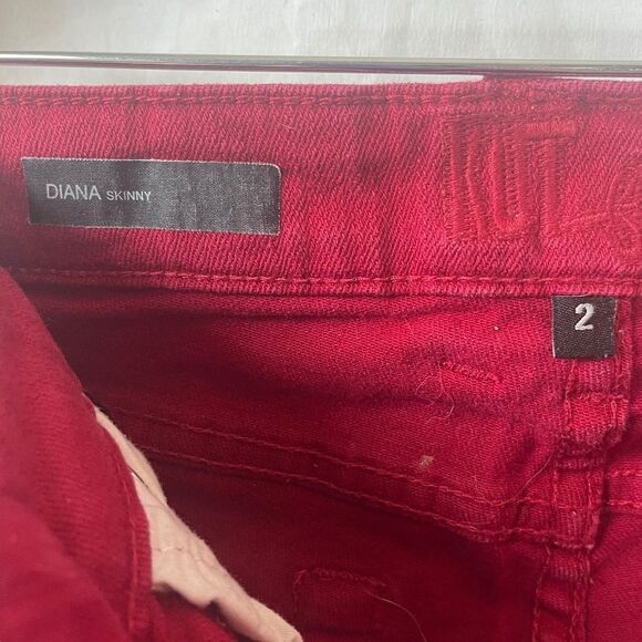 Kut From The Kloth Diana Pointsettia Red Skinny Jeans Sz 2 - Picture 12 of 12
